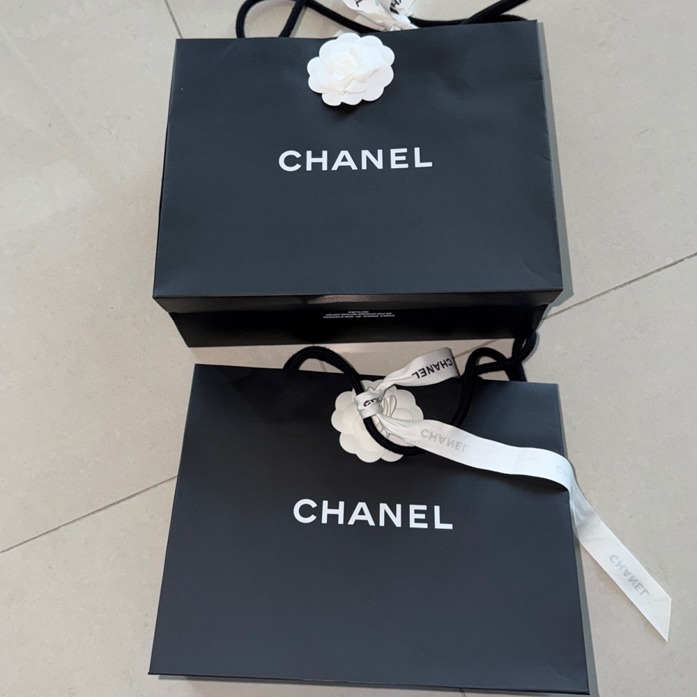 2 Retail Paper Shopping Bags – Black, Medium Size